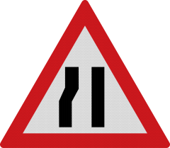 Drum ingustat pe partea stanga A11, Indicator rutier | Semn de circulatie