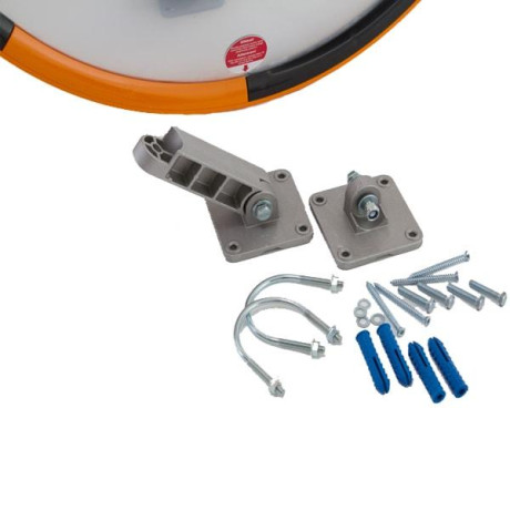 SET Oglinda rutiera cu diametrul 60cm + stalp metalic cu flansa pentru beton