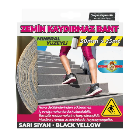Banda Antiderapanta, 50mm x 25m, Galben-Negru