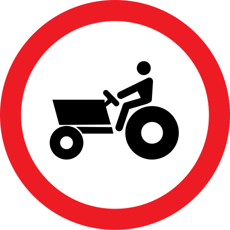 Accesul interzis tractoarelor si masinilor auto propulsate pentru lucrari, Indicator rutier | Semn de circulatie