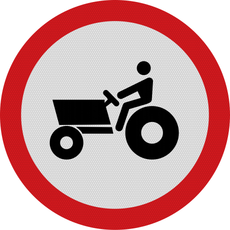 Accesul interzis tractoarelor si masinilor auto propulsate pentru lucrari, Indicator rutier | Semn de circulatie