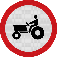 Accesul interzis tractoarelor si masinilor auto propulsate pentru lucrari, Indicator rutier | Semn de circulatie
