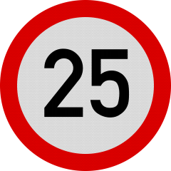 Limitare de viteza 25km, Indicator rutier | Semn de circulatie
