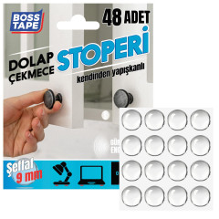 Set 48 Buline transparente autoadezive, pentru usi si sertare, Ø 9mm