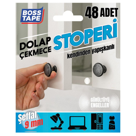 Set 48 Buline transparente autoadezive, pentru usi si sertare, Ø 9mm