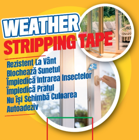 Banda de izolare din silicon pentru usi și ferestre, 53mm x 6m, Adeziv 3M