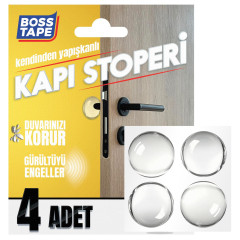 Set 4 bucati opritor pentru usi de interior, silicon moale cu adeziv, transparent, Ø 40mm