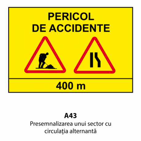 Presemnalizarea unui sector cu circulatia alternanta U43, Indicator rutier | Semn de circulatie