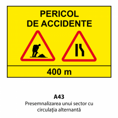 Presemnalizarea unui sector cu circulatia alternanta U43, Indicator rutier | Semn de circulatie