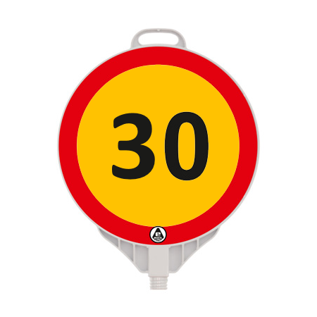 Limitare viteza 30km, indicator rutier din plastic PPC, reflectorizant, Ø 38cm
