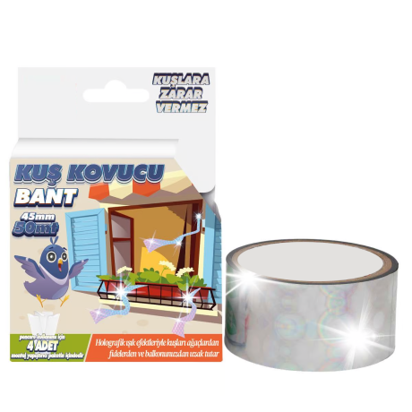 Banda reflectorizanta anti-pasari, porumbei, grauri, ciori, model holografic laser, 4.5cm x 50m