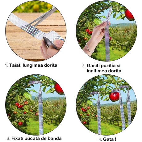 Banda reflectorizanta anti-pasari, porumbei, grauri, ciori, model holografic laser, 4.5cm x 50m