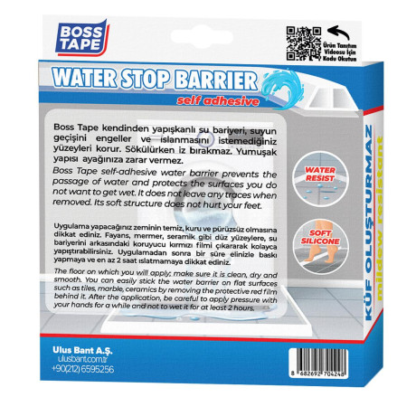 Banda de blocare a apei pentru dus, blaturi bucatarie, margini chiuveta, Alb, 27mm x 2m