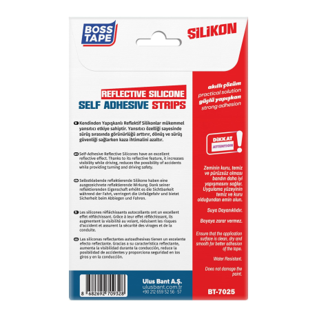 SET 4 Benzi reflectorizante cu adeziv siliconic, ROSU, 3cm x 8cm