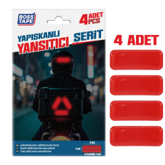 SET 4 Benzi reflectorizante cu adeziv siliconic, ROSU, 3cm x 8cm