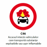 Accesul interzis vehiculelor care transporta substante explozibile sau usor inflamabile, Indicator rutier | Semn de circulatie