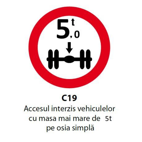 Accesul interzis vehiculelor cu masa mai mare de 5t pe osia simpla, Indicator rutier | Semn de circulatie