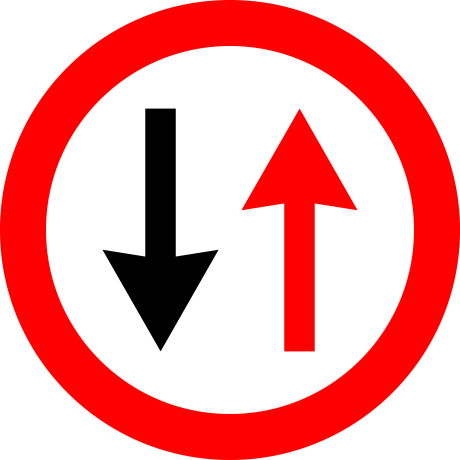 Prioritate pentru circulatia din sens invers, Indicator rutier | Semn de circulatie