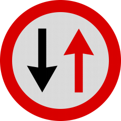 Prioritate pentru circulatia din sens invers, Indicator rutier | Semn de circulatie