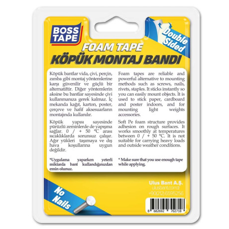 Bandă de Montaj Dublu Adezivă pentru Accesorii de 5kg, 19mm x 2m