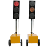 Set 2 Semafoare Mobile Rutiere cu 3 Lămpi LED pentru Lucrări în Trafic
