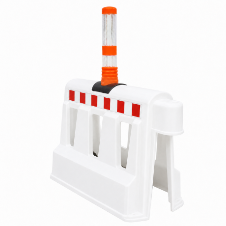 Parapet New Jersey cu stalp reflectorizant, ALB