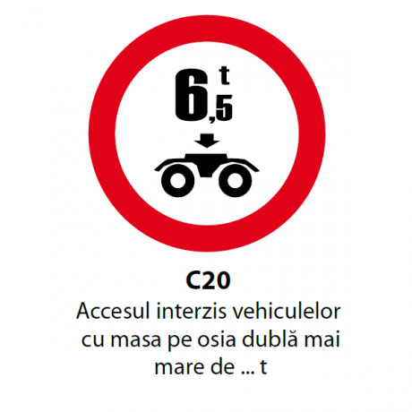 Accesul interzis vehiculelor cu masa pe osia dubla mai mare de ... t, Indicator rutier | Semn de circulatie