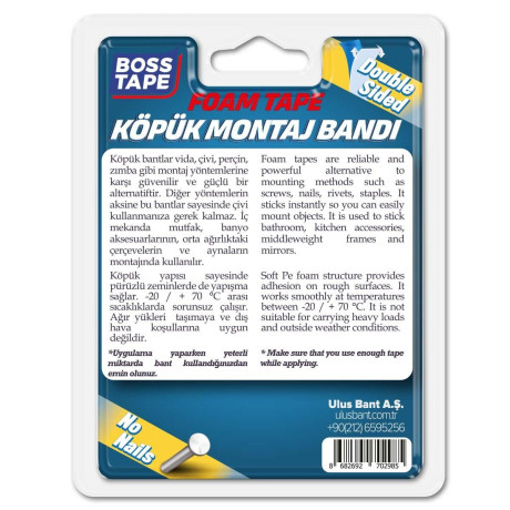 Bandă de Montaj Dublu Adezivă pentru Accesorii de 15kg, 19mm x 2m