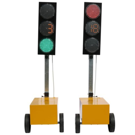 Set 2 semafoare mobile pentru semnalizarea lucrarilor, cu numaratoare