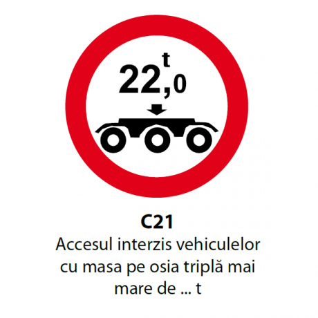 Accesul interzis vehiculelor cu masa pe osia tripla mai mare de ... t, Indicator rutier | Semn de circulatie