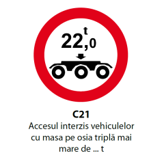 Accesul interzis vehiculelor cu masa pe osia tripla mai mare de ... t, Indicator rutier | Semn de circulatie