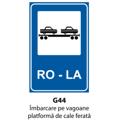 Imbarcare pe vagoane platforma de cale ferata, Indicator rutier | Semn de circulatie