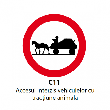 Accesul interzis vehiculelor cu tractiune animala, Indicator rutier | Semn de circulatie