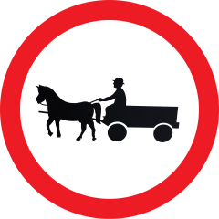 Accesul interzis vehiculelor cu tractiune animala, Indicator rutier | Semn de circulatie