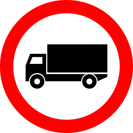 Accesul interzis vehiculelor destinate transportului de marfuri, Indicator rutier | Semn de circulatie