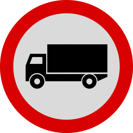 Accesul interzis vehiculelor destinate transportului de marfuri, Indicator rutier | Semn de circulatie