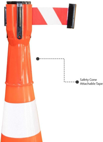 Banda retractabila pentru conuri, lungime 3m, alb-rosu