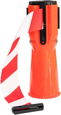 Banda retractabila pentru conuri, lungime 3m, alb-rosu