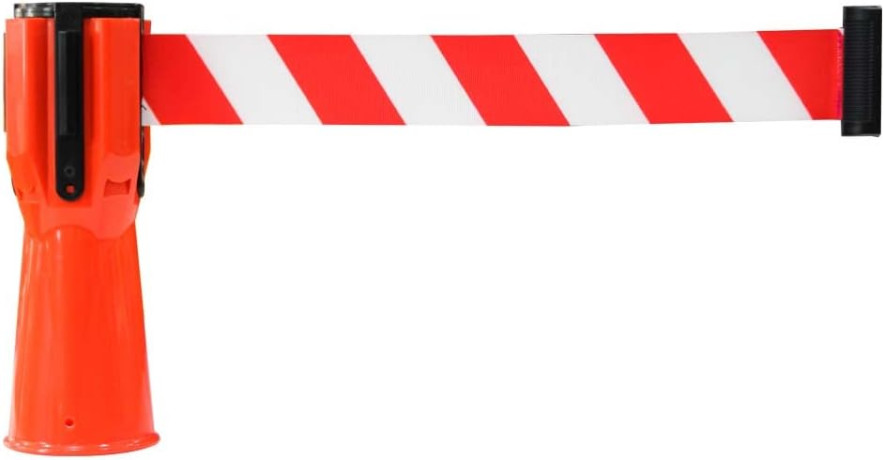 Banda retractabila pentru conuri, lungime 3m, alb-rosu