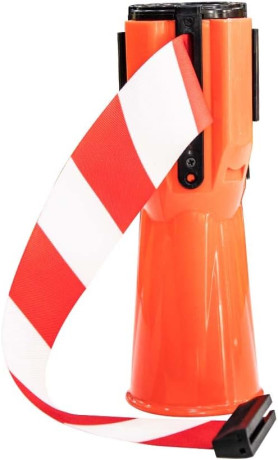 Banda retractabila pentru conuri, lungime 3m, alb-rosu