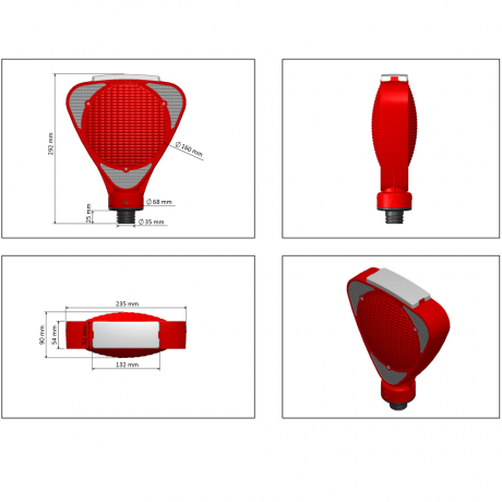 Lampa pentru semnalizare lucrari, suport rotativ, reflectorizanta, lumina intermitenta rosie
