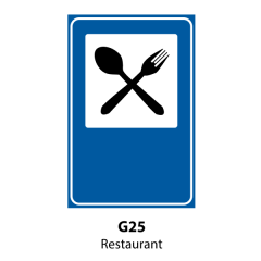 Restaurant, Indicator rutier | Semn de circulatie