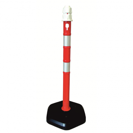 Stalp mobil cu benzi reflectorizante si greutate 3.7kg, diametru Ø 6.3cm, alb-rosu