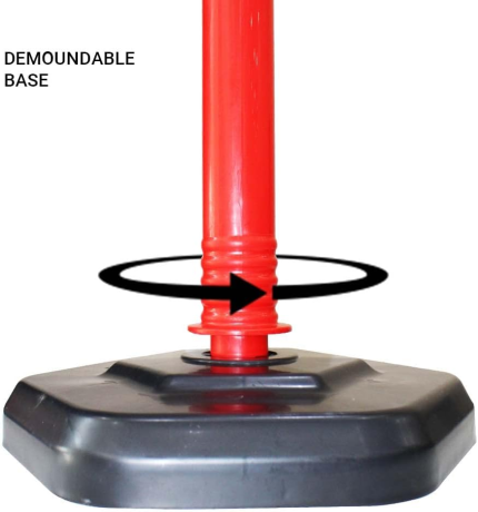 Stalp mobil cu benzi reflectorizante si greutate 3.7kg, diametru Ø 6.3cm, alb-rosu