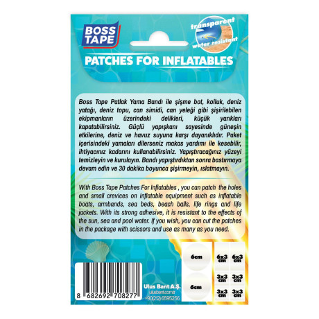 Plasturi adezivi pentru reparatii piscine, gonflabie, transparent, set de 8 buc. diverse dimensiuni