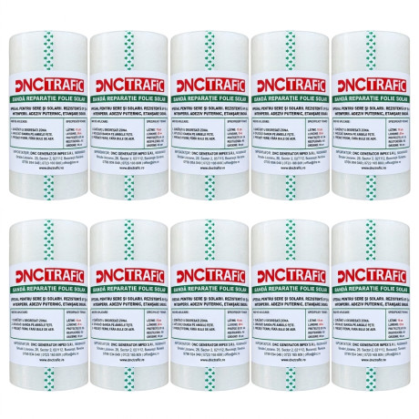 SET 10 buc x Benzi adezive pentru lipire / reparatie folie sera / solar, transparenta, 15cm x 25m
