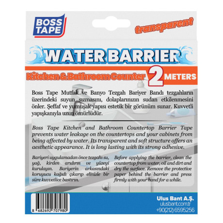 Banda autoadeziva de retinere a apei, banda opritor de apa din silicon, transparenta, 20mm x 2m