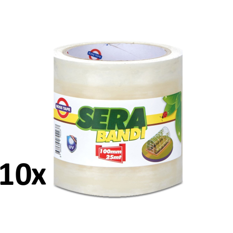 SET 10 buc x Benzi adezive pentru lipire / reparatie folie sera / solar, transparenta, 10cm x 25m