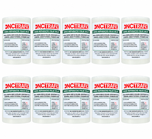 SET 10 buc x Benzi adezive pentru lipire / reparatie folie sera / solar, transparenta, 10cm x 25m