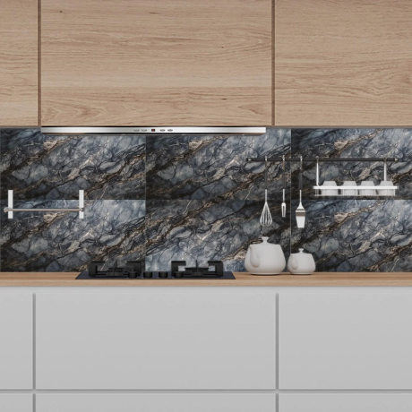 Panouri decorative din PVC, model MARMURA NEAGRĂ, cutie cu 4 buc 41x62cm, 1.12m², grosime 0.55mm